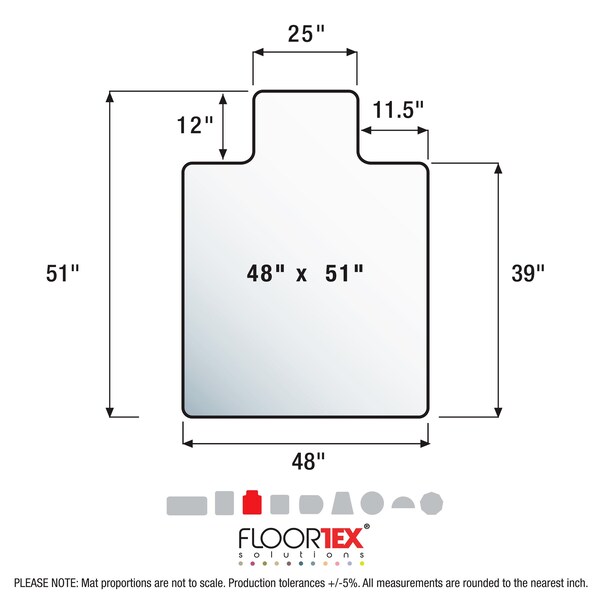 Floortex Valuemat Vinyl Lipped Chair Mat for Hard Floor - 48" x 51" - FR1213017LV