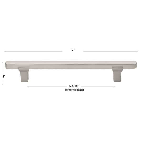 Gliderite Hardware 5-1/16 in. Center to Center Solid Flat Bar Pull Satin Nickel, 5PK - 4842-128-SN-5