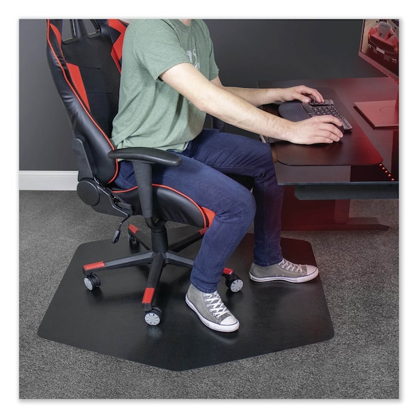 Es Robbins Game Zone Chair Mat, For Hard Floor/Medium Pile Carpet, 42 x 46, Black - 121563