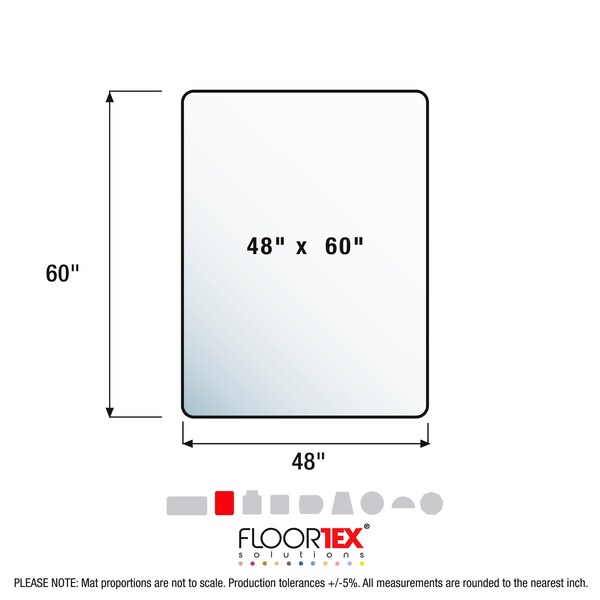 Floortex Cleartex Recycled Rectangular Chair Mat For Hard Floors - 48" x 60" - FRECO4860EP