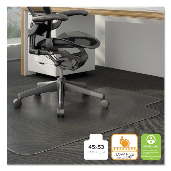 Alera Moderate Use Studded Chair Mat for Low Pile Carpet, 45x53, W Lip, Clr - CM12233ALEPL