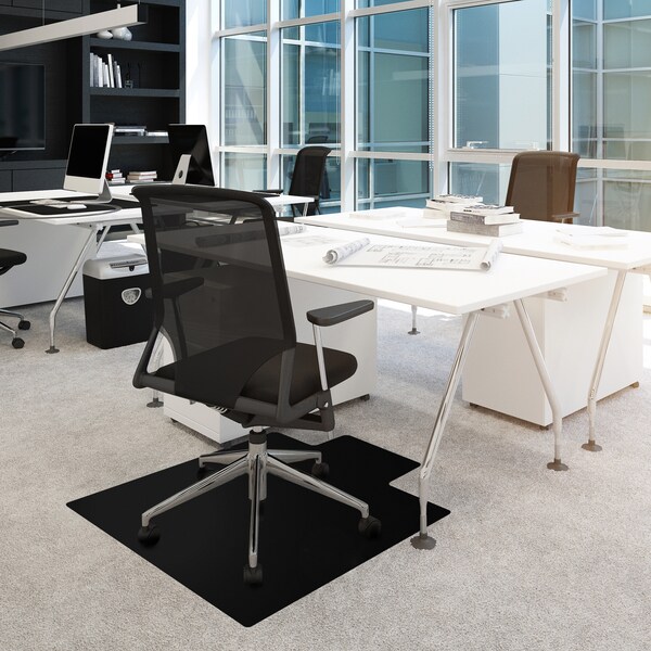 Floortex Advantagemat Black Vinyl Lipped Chair Mat for Carpets - 36" x 48" - FC113648LLBV