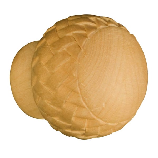 Osborne Wood Products 1 1/2 x 1 1/2 Basketweave Knob in Hard Maple - 30011HM