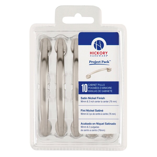 Hickory Hardware Pull 3 Inch & 3-3/4 Inch (96mm) Center to Center, 10PK - VP3447-SN
