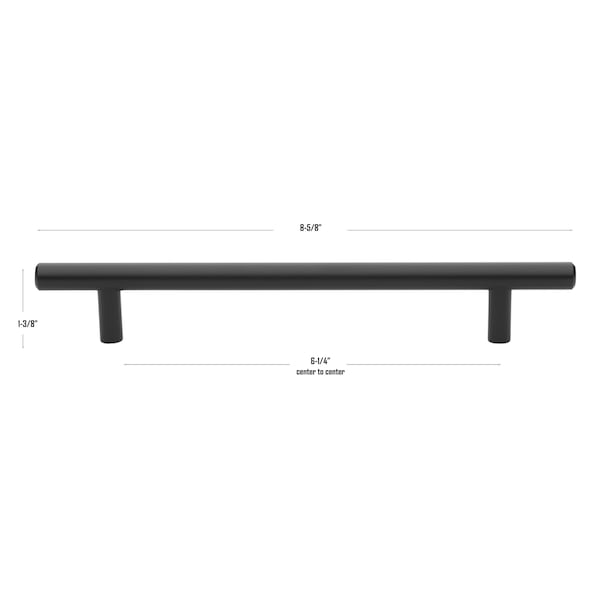 Gliderite Hardware 6-1/4 in. Center to Center Matte Black Solid Steel Bar Pull - 5003-160-MB, 25PK - 5003-160-MB-25