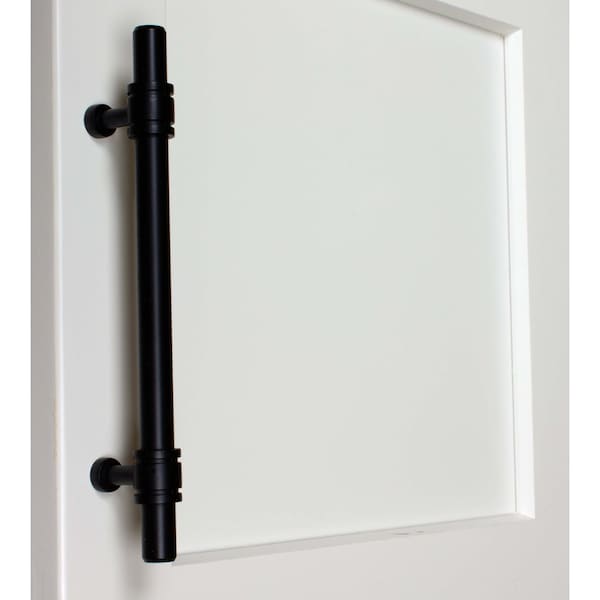 Gliderite Hardware 5-1/16 in. Center to Center Matte Black Barrel Ring Bar Pull - 4340-128-MB, 5PK - 4340-128-MB-5