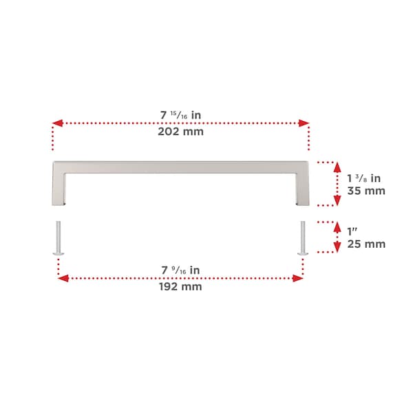 Richelieu Lambton Collection 7 9/16-inch (192 mm) Polished Nickel Modern Rectangular Cabinet Pull - BP873192180