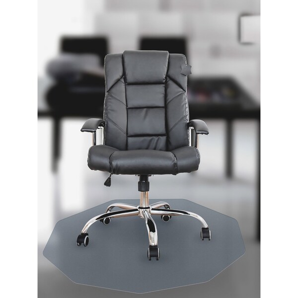 Floortex Chair Mat 38"x39", Nonagon Shape, Clear, for Carpet - FC111001009R