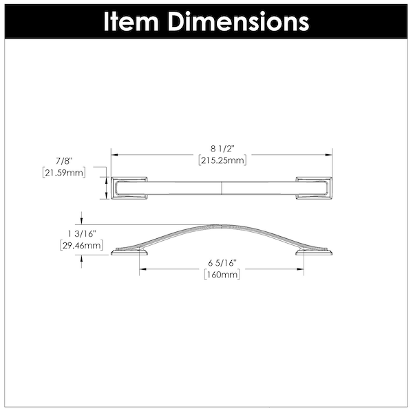 Hickory Hardware Dover Collection Pull 6-5/16 Inch 160mm Center to Center Chrome Finish - H078773CH