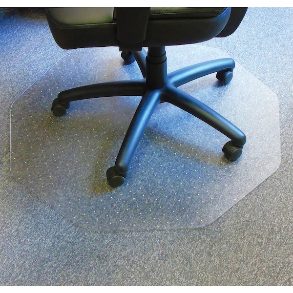 Floortex Chair Mat 38"x39", Nonagon Shape, Clear, for Hard Floor - FC121001009R