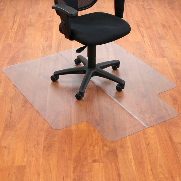 Interion By Global Industrial Interion Office Chair Mat for Hard Floor, 45inW x 53inL with 25in x 12in Lip, Straight Edge - 250798