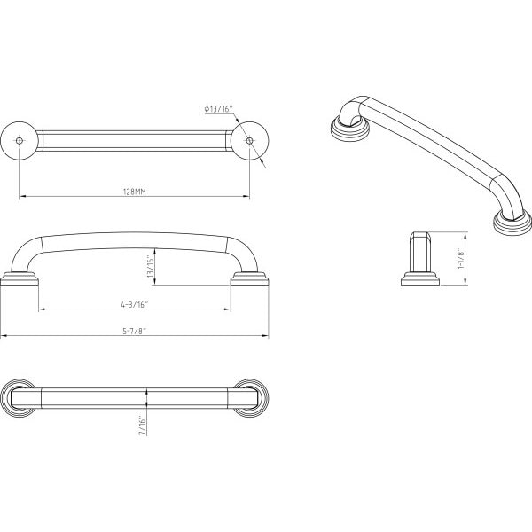 Jeffrey Alexander 128 mm Center-to-Center Polished Nickel Bremen 1 Cabinet Pull - 527-128NI