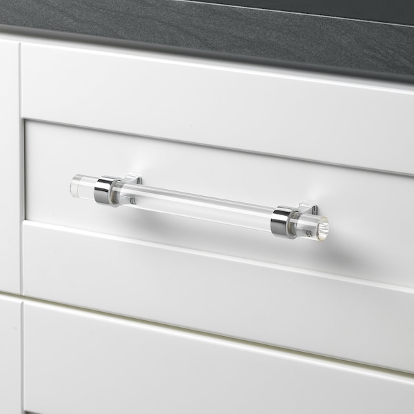 Gliderite Hardware 6-1/4 in. Center to Center Clear Acrylic Cabinet Pull Polished Chrome, 10PK - 4718-160-PC-10