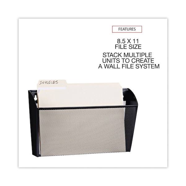 Universal Metal Mesh Wall FileSingle Pocket, 14 1/8 x 3 3/8 x 8 1/8, Letter, Blk - UNV20026