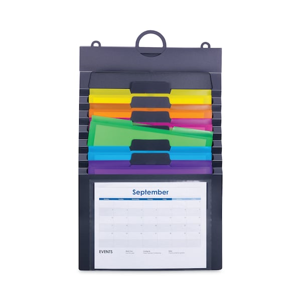 Smead Cascading Wall Organizer, 14 1/4 x 33, Letter, Gray w/6 Color Pockets - 92060