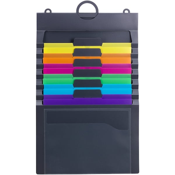 Smead Cascading Wall Organizer, 14 1/4 x 33, Letter, Gray w/6 Color Pockets - 92060
