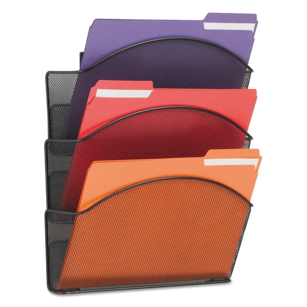 Safco Onyx Steel Triple Wall Pocket, Letter, Black, 12 x 3 1/4 x 17 1/4 - 5652BL