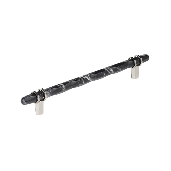 Amerock Carrione 8 inch 203mm Center-to-Center Marble Black/Polished Nickel Cabinet Pull - BP36663MBKPN