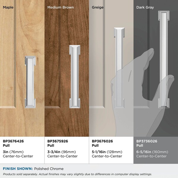 Amerock Appoint 6-5/16 inch 160mm Center-to-Center Polished Chrome Cabinet Pull - BP3736026
