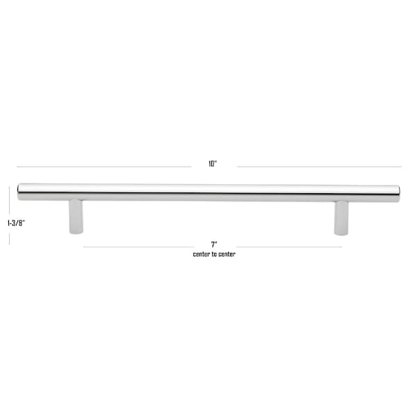 Gliderite Hardware 7 in. Center to Center Polished Chrome Solid Steel Bar Pull - 5004-178-PC, 5PK - 5004-178-PC-5