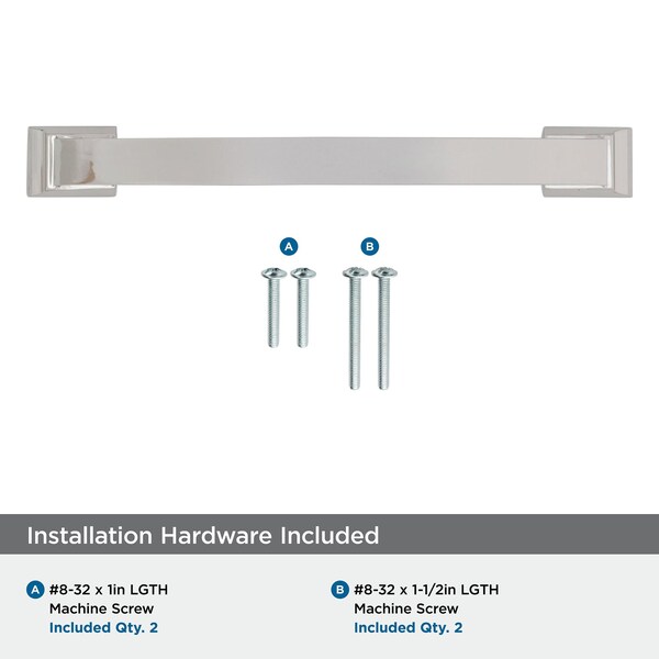 Amerock Candler 6-5/16 inch 160mm Center-to-Center Polished Nickel Cabinet Pull - 2000698