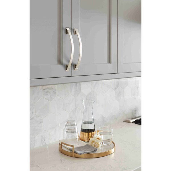 Amerock Candler 6-5/16 inch 160mm Center-to-Center Polished Nickel Cabinet Pull - 2000698