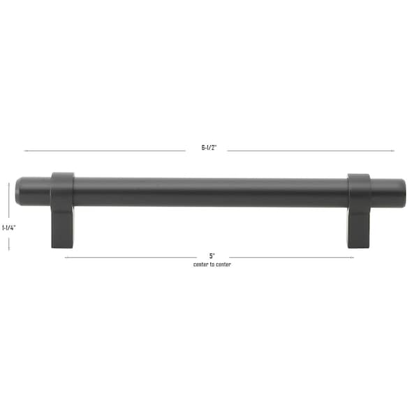Gliderite Hardware 5-1/16 in. Center to Center Matte Black Solid Steel Bar Pull - 4007-128-MB, 10PK - 4007-128-MB-10