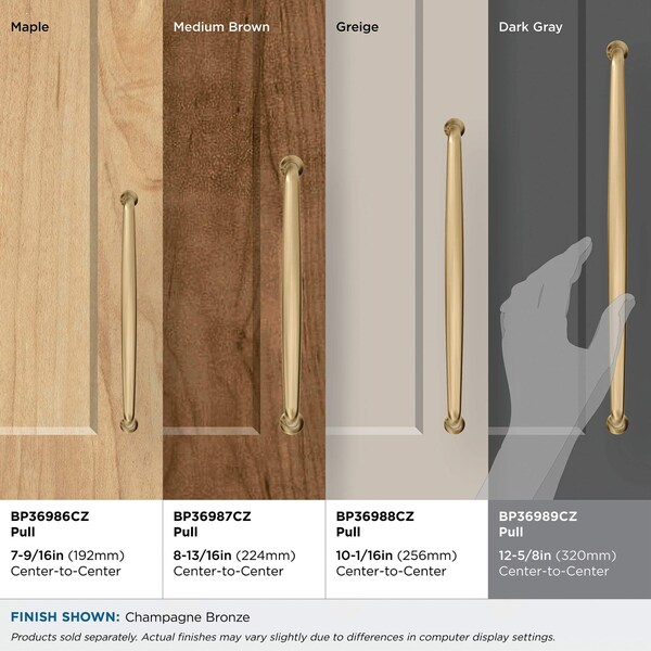 Amerock Renown 12-5/8 inch 320mm Center-to-Center Champagne Bronze Cabinet Pull - BP36989CZ