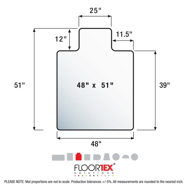 Floortex Cleartex Enhanced Polymer Lipped Chair Mat for Hard Floors, 48'' x 51'' - FRECO124851LP