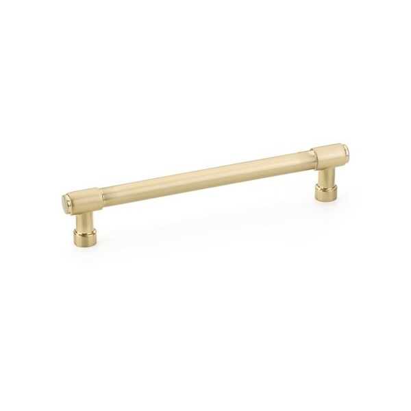 Emtek Jasper Cabinet Pull with 6 in Center to Center Satin Brass Finish - 86689US4