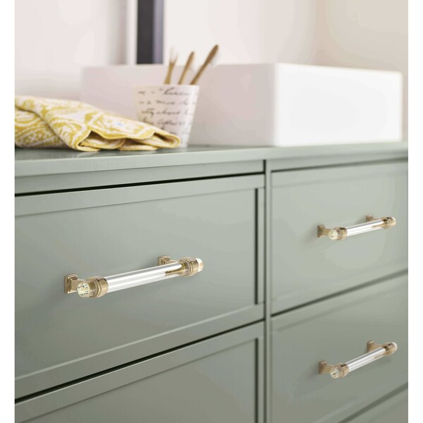 Amerock Glacio 6-5/16 in 160 mm Center-to-Center Clear/Champagne Bronze Cabinet Pull - BP36656CCZ