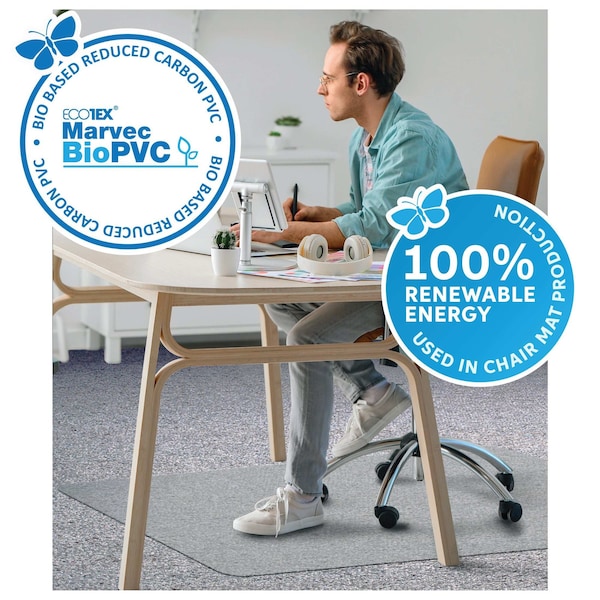 Floortex Ecotex BioPVC Eco Friendly Carbon Neutral PVC Chair Mat for Carpet - 36" x 48" - NRCMFLFG0002