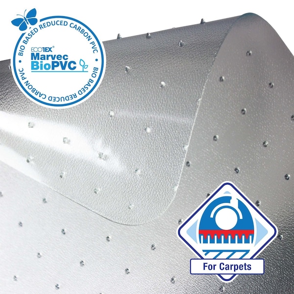 Floortex Ecotex BioPVC Eco Friendly Carbon Neutral PVC Chair Mat for Carpet - 36" x 48" - NRCMFLFG0002
