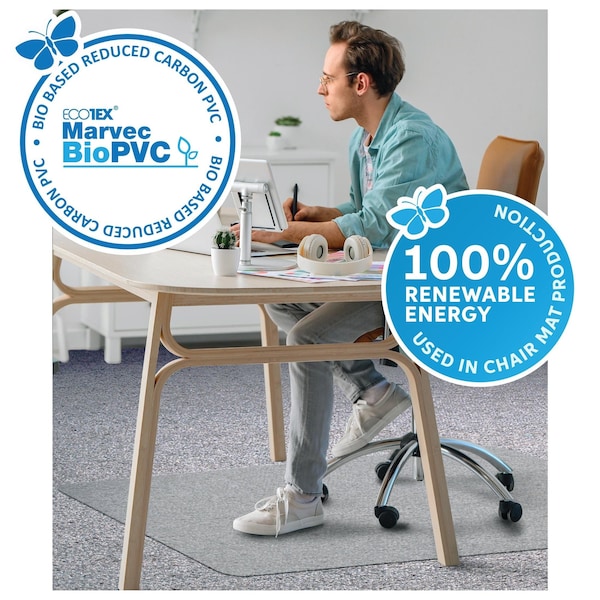Floortex Ecotex BioPVC Eco Friendly Carbon Neutral PVC Chair Mat for Carpet - 36" x 48" - NRCMFLFG0002