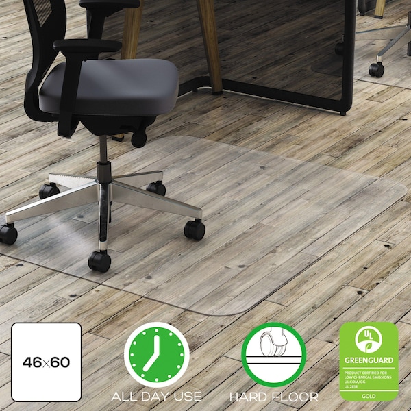 Deflecto Polycarbonate All Day Use Chair Mat, Hard Floors, 46 x 60, Rect, Clear - CM21442FPC