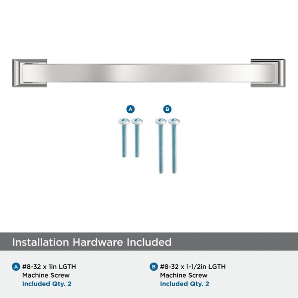 Amerock Candler 7-9/16 inch 192mm Center-to-Center Polished Chrome Cabinet Pull - BP2935026