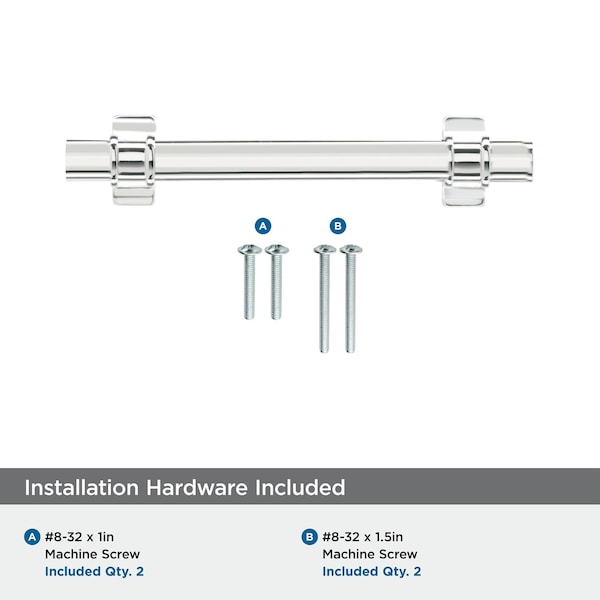 Amerock Davenport 3-3/4 in 96 mm Center-to-Center Polished Chrome Cabinet Pull - BP3660526