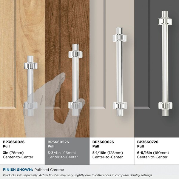Amerock Davenport 3-3/4 in 96 mm Center-to-Center Polished Chrome Cabinet Pull - BP3660526