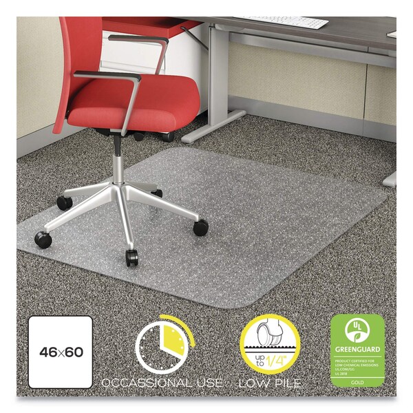 Deflecto Occasional Use Chair Mat, Low Pile Carpet, Roll, 46 x 60, Rect, Clear - CM11442FCOM