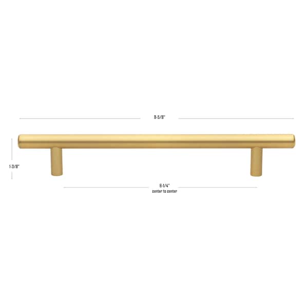 Gliderite Hardware 6-1/4 in. Center to Center Satin Gold Solid Steel Bar Pull - 5003-160-SG, 5PK - 5003-160-SG-5