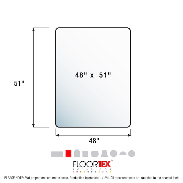 Floortex Cleartex Enhanced Polymer Rectangular Chair Mat with Anti-Slip Backing for Hard Floors - 48" x 51" - FRECO124851AEP
