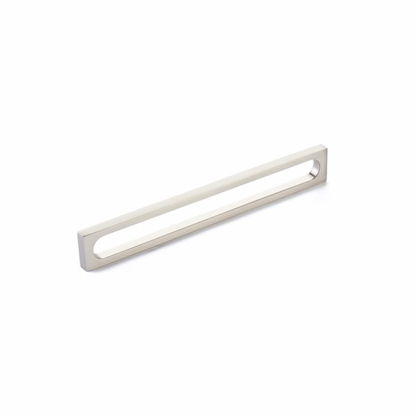 Schaub 8-3/8in Cafe Modern Oval Slot Cabinet Pull with 8in Center to Center Brushed Nickel Finish - 10034-BN