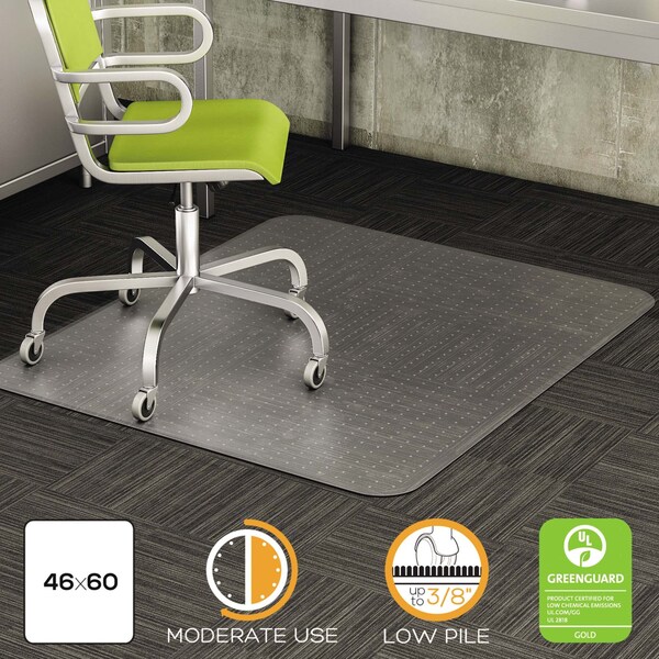 Deflecto DuraMat Moderate Use Chair Mat, Low Pile Carpet, Flat, 46 x 60, Rectangle, Clear - CM13443F