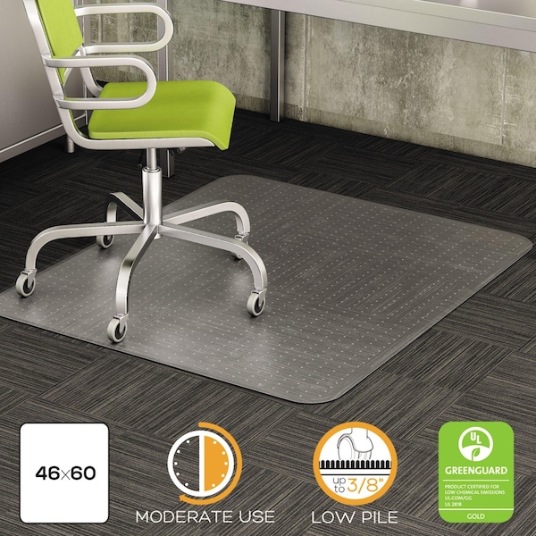 Deflecto DuraMat Moderate Use Chair Mat, Low Pile Carpet, Flat, 46 x 60, Rectangle, Clear - CM13443F