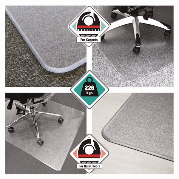 Floortex MegaMat Heavy-Duty Polycarb Mat, Hard Floor/All Carpet, 46 x 53, Clear - ECM121345ER