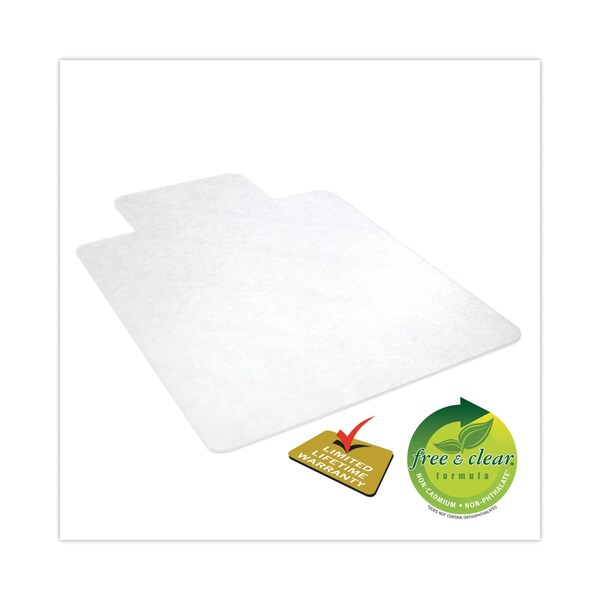 Deflecto All Day Use Chair Mat for Hard Floors, Lip, 46 x 60, Low Pile, Clear - CM2E432F