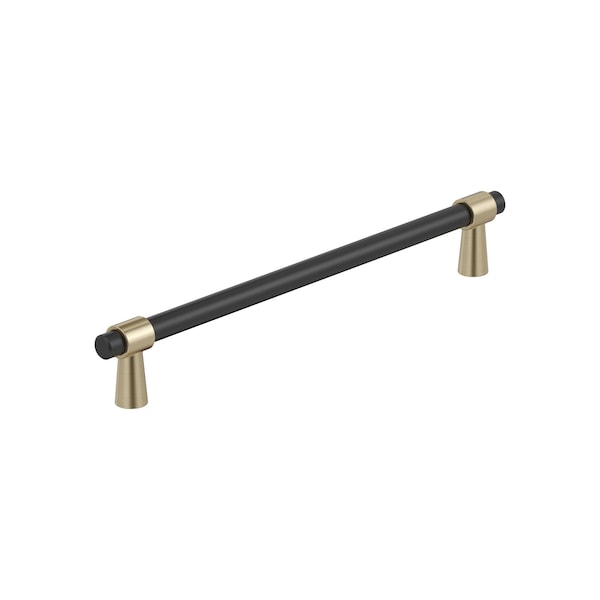 Amerock Mergence 7-9/16 inch 192mm Center-to-Center Matte Black/Golden Champagne Cabinet Pull - BP36980FBBBZ