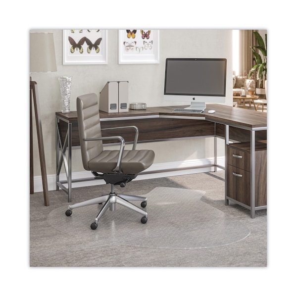 Deflecto Frequent Use Chair Mat, Medium Pile Carpet, 60 x 66, L-Shape, Clear - CM14002K