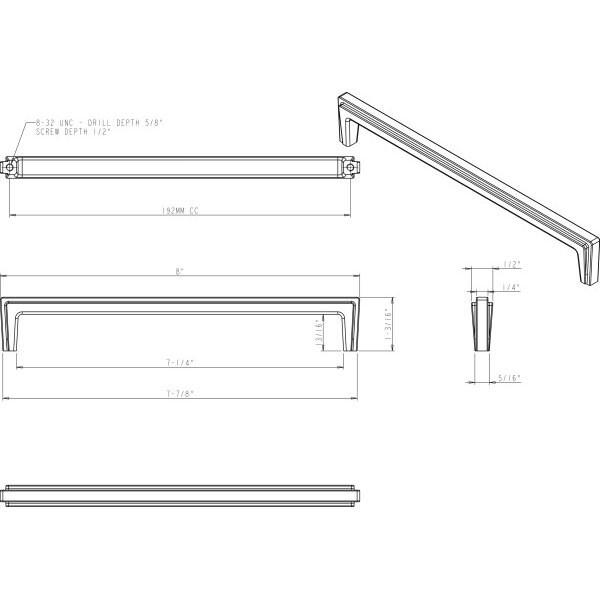 Jeffrey Alexander 192 mm Center-to-Center Brushed Pewter Lexa Cabinet Pull - 259-192BNBDL