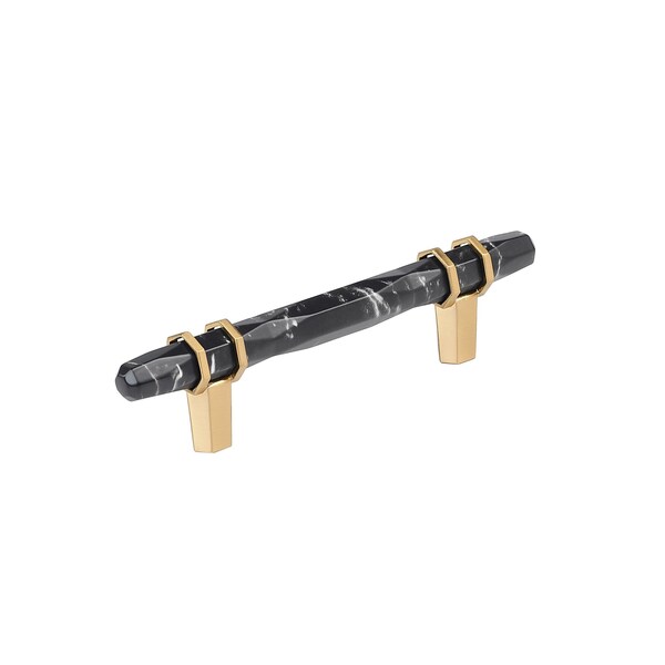 Amerock Carrione 3-3/4 inch 96mm Center-to-Center Marble Black/Champagne Bronze Cabinet Pull - BP36648MBKCZ